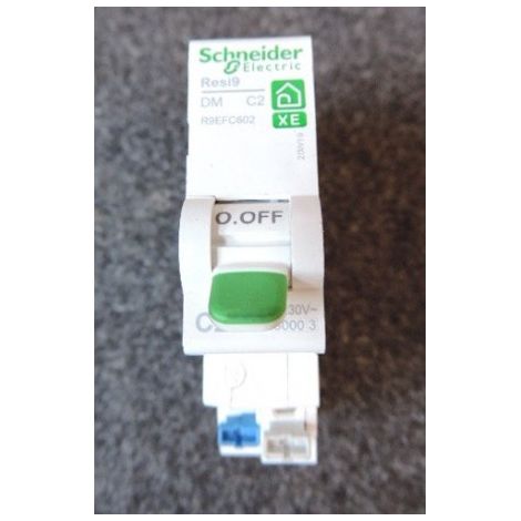 Schneider Electric – Disjoncteur unipolaire 2A courbe C – Embrochable pour installation électrique – Pouvoir de coupure 3kA – R9EFC602