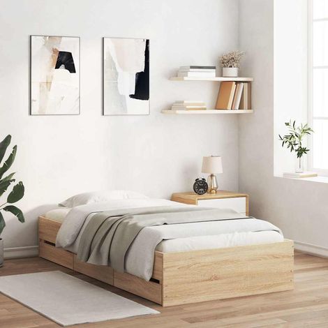 Bettgestell mit Schubladen Sonoma-Eiche 90x200cm Holzwerkstoff (1/5)