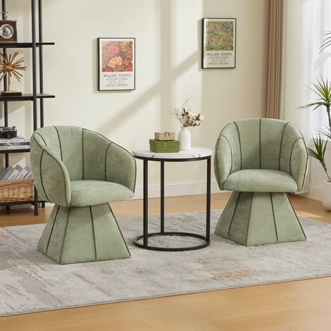 Fauteuil pivotant individuel en chenille, pour adultes et adolescents, design ergonomique avec dossier haut, idéal pour chambre et salon, chenille vert olive (1/5)