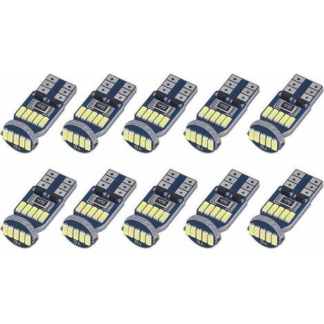 Pair 10 Stück T10 W5W LED-Lampen, Canbus, fehlerfrei, 15 SMD 4014, Auto-LED-Lampen, 194, 168, 2825, Weiß, 6000 K, für Innenbeleuchtung, Kofferraumbeleuchtung, Nummernschild, Standlicht, DC 12 V (1/5)