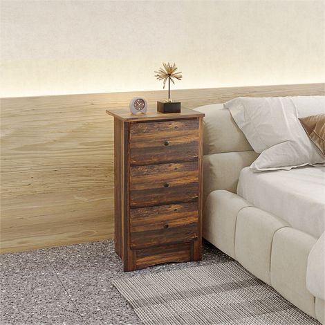 Commode avec 3 Tiroirs au Style Rustique, Commode pour Chambre à Coucher en Bois, 40x30x74 cm, Marron (1/5)