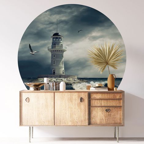 Sticker mural rond / cercle - Phare - Diamètre 30 cm - Adhésif MAT (1/3)