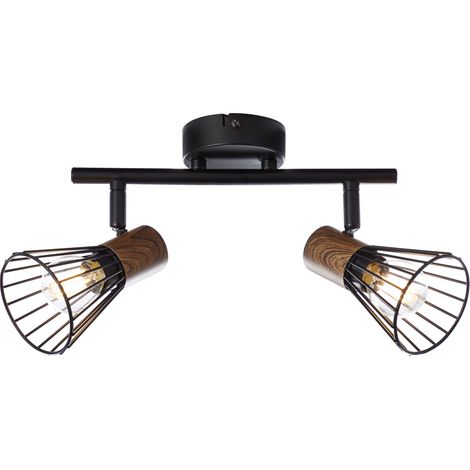 BRILLIANT lampe Manama spot tube 2 feuilles bois foncé / noir mat  2x D45, E14, 18W, adapté aux lampes à suspension (non incluses)  Échelle A ++ à E  Têtes pivotantes (1/5)