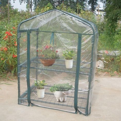 Serre Mini - PVC Imperméable Anti-UV - Pour Intérieur Extérieur Jardin Arrière-Cour - Porte Zippée Aération - Support Tige ou Pied Métallique - 1 Unité (1/5)