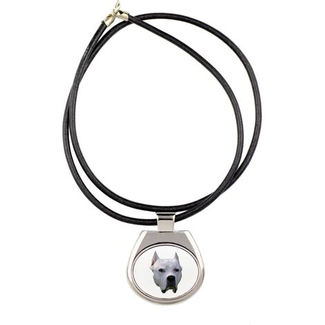 Cane argentino, Dogo Argentino - collana con foto e iscrizione geometrica di Art-Dog (1/3)