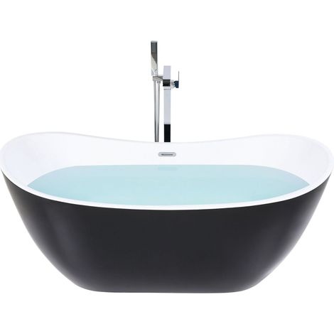 Vasca da Bagno Nera e Argento di Acrilico Sanitario 170 x 77 cm Antigua
