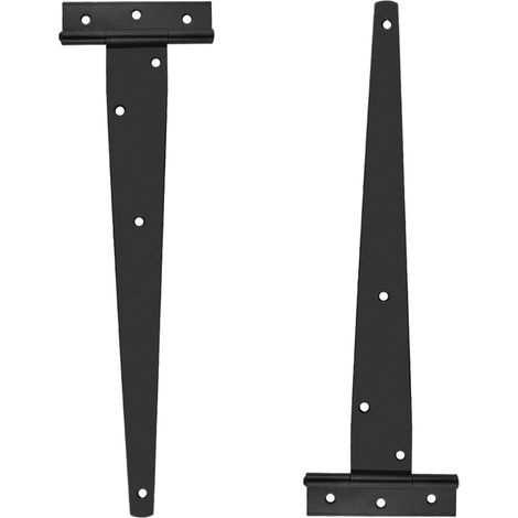 Lot 2 Charnieres T 150mm Metal Antirouille Revetement Poudre Noir (1/2)