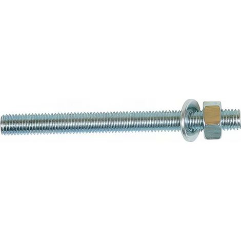 10 Tiges filetées pour scellement à la résine M8 x 100 mm avec écrou et rondelle - Zingué (1/2)