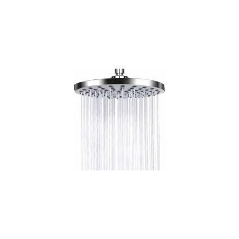 Pommeau de douche anti calcaire 20 cm – Acier inoxydable – Effet pluie – Pression optimisée même faible – Installation facile G1/2 (1/5)