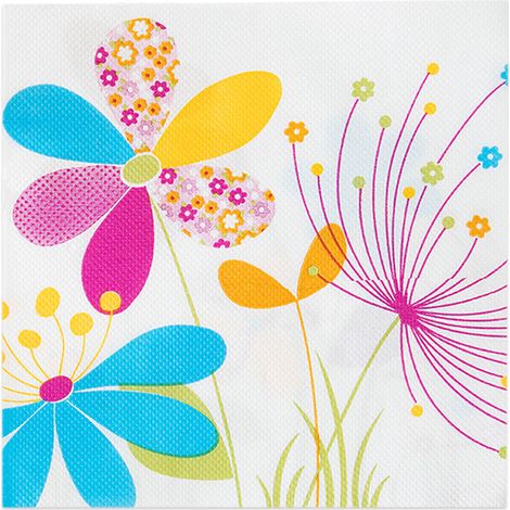 Lot de 60 serviettes de table décorées individuellement, style shabby chic, avec des motifs floraux et aquarelle, idéales pour les déjeuners, anniversaires, mariages et cocktails. (1/5)