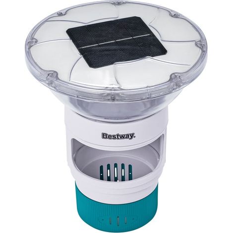 TrAdE Shop Traesio - Dosatore Per Pastiglie Cloro Galleggiante Piscina Con Luce Led Ad Energia Solare 58943 - (1/5)