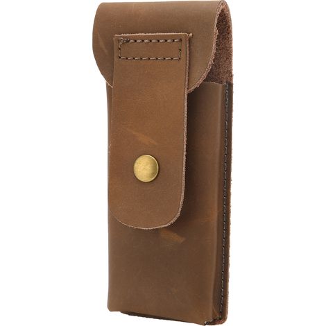 Etui de voyage en cuir pour rasoir de sécurité – Étui de protection élégant avec fermeture métallique (1 étui) – Pour voyageurs et cadeaux (1/5)