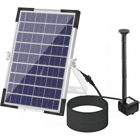 5-W-Solarbrunnenpumpe mit großem Solarpanel, 3 Düsen, max. Wasserhöhe 75 cm, für Vogeltränken, Aquarien, kleine Teiche und Gartendekoration (1/5)
