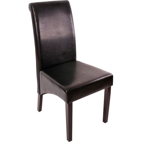 6er-Set Esszimmerstuhl Cesena Leder, schwarz, dunkle Füße