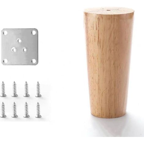 Lot de 4 Pieds de Canapé Bois Massif, Pieds de Meubles pour Fauteuil, Table de Nuit, Armoire, Tiroir(hauteur 10cm) (1/4)