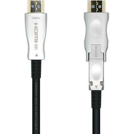 AISENS A148-0512 Cable HDMI V2.0 AOC desmontable premium alta velocidad/HEC 4K@60Hz 4:4:4 18Gbps, A/M-D/A/M, negro, 30m (1/4)