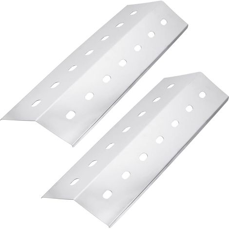 Cache-brûleur BBQ - Lot de 2 - Acier Inoxydable - Diffuseur de chaleur universel - Pour grils à gaz divers modèles - 41x14 cm (1/5)