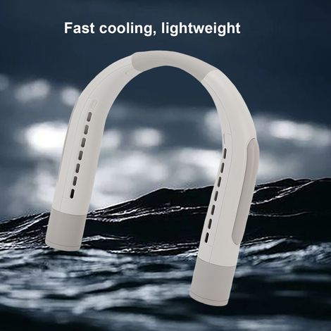 Portable Neck Fan 3 Speed Quiet Long Lasting Rechargeable Wearable Personal Fan for Travel Beach Camping Cycling Grey White (1/5)