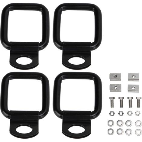 Lot de 4 Crémaillères T-Slot pour Rails de Pickup avec Anneaux d'Ancrage Métalliques Noir 3/8-16 Threaded (1/5)