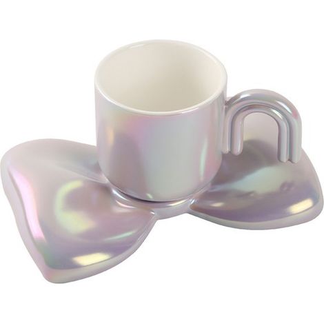 Tasse À Café - Céramique - 190 ml - Avec Soucoupe À Nœud - Pour Bureau Et Maison - Lot De 1 (1/5)