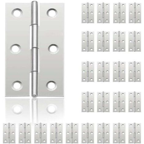 24Pcs Petit Charnières pour Portes, Charnière Inox, DIY Charnières de Portes pour Porte Placard Charnière Piano Botes à bijoux La Maison Meubles Matériel Armoire(44mm32mm) (1/4)