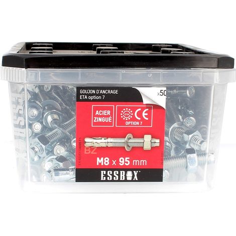 ESSBOX de 50 Goujons D'Ancrage 8X95 Acier (1/2)