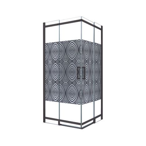 ONDEE - Mampara de baño UIMI, Mampara de baño fundida. ángulo 90x90x210cm - - Vidrio templado - acabado negro mate (1/4)