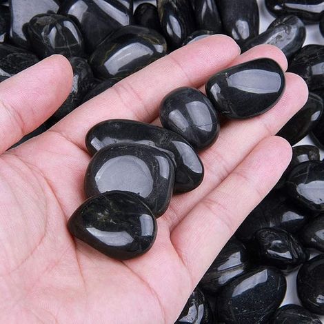 Pebbles, Black Polished River Stones Decorative Pebbles River Rocks for Plants, Aquarium, Vase Fillers, Garden, Aquarium Decor (1/3)