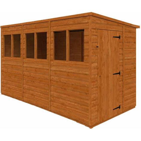 12x6 Flex Pent Summerhouse Garden Sunroom 12mm Flex - L353.8 x W175 x H203 cm - Solid Wood/Softwood/Pine - Burnt Orange