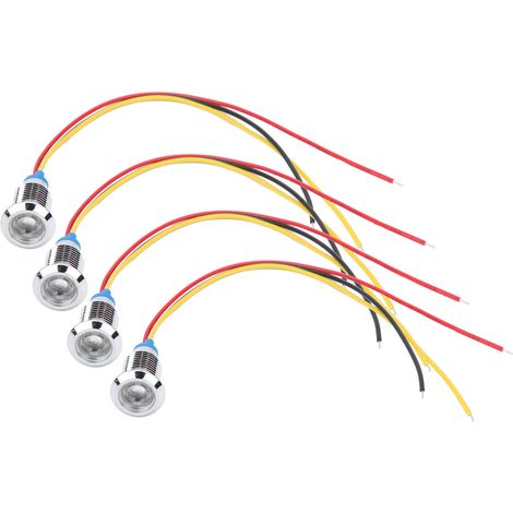 jeux de LED rondes précâblées en métal étanches, indicateur bicolore à cathode commune, 10 mm, 1224 V (rouge et jaune)
