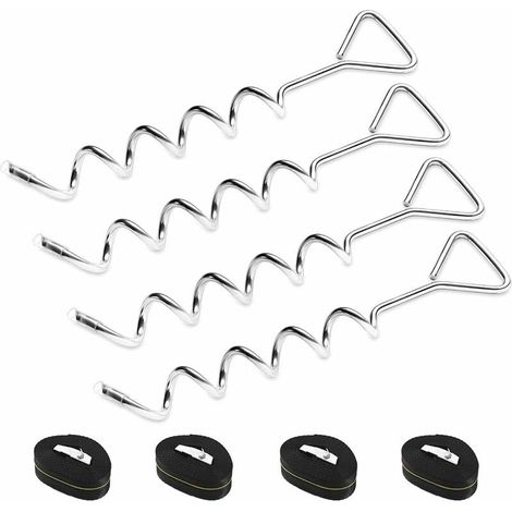 4 Sets De Piquets d'ancrage Robustes pour Trampoline Kit d'ancrage Au SolPiquets en Acier Galvanisé Inoxydables pour Trampoline Jardin Camp Balançoire avec 4 Sangles Solides