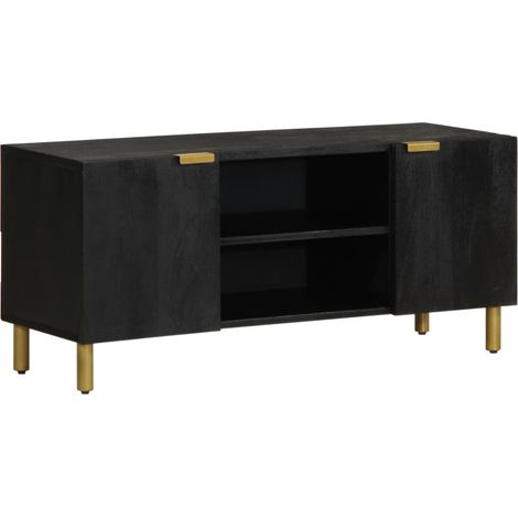 Pratico mobile porta TV con contenitore 105 x 33 x 46 cm finitura opaca stile industriale legno ingegnerizzato nero 020057715