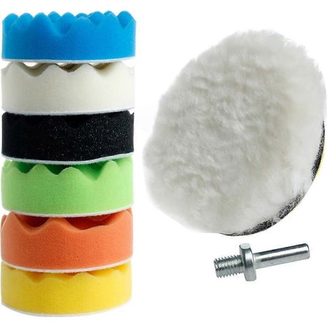 Kit de polissage automobile neuf de 8 tampons en éponge de 10 cm (4 pouces) pour cire et lustrage. (1/5)