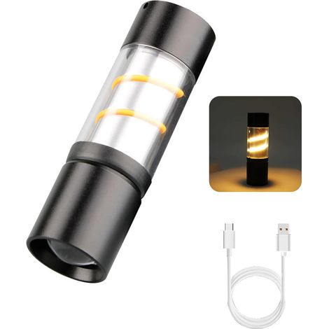 Petite lampe torche LED rechargeable avec ampoule COB, lampe torche à faisceau variable pour le camping, les voyages, les activités de plein air, les urgences, la randonnée et les travaux en voiture. (1/5)