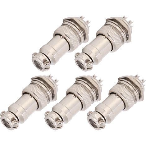 Lot de 5 connecteurs aviation mâles et femelles pour panneau d'alimentation, châssis, fixations métalliques GX16 16 mm 450 V 4 broches