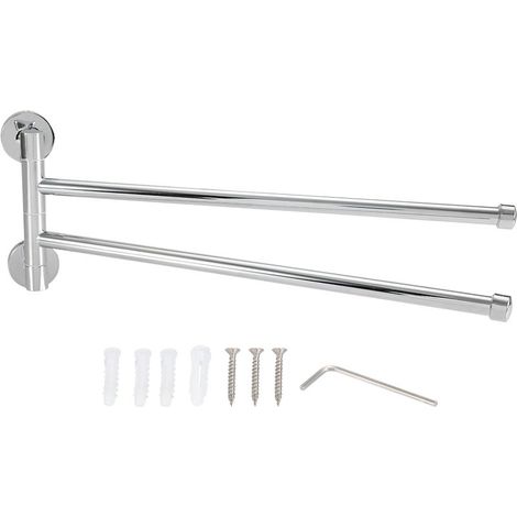 Porte-serviettes mural pour salle de bain, étagère rotative pivotante (2 bras) (1/5)