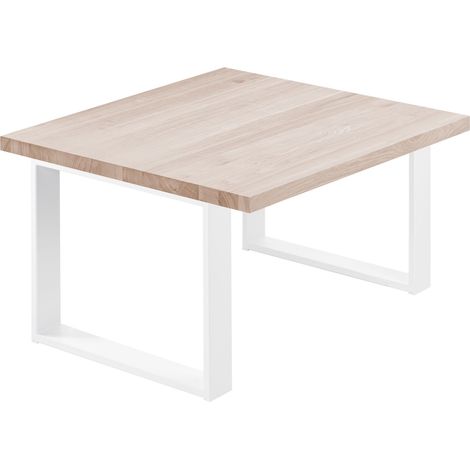 LAMO Manufaktur Esstisch Küchentisch, 60x60x47 cm (AxBxH), Modern, Roh / Weiss, LKG-01-A-001-9016M