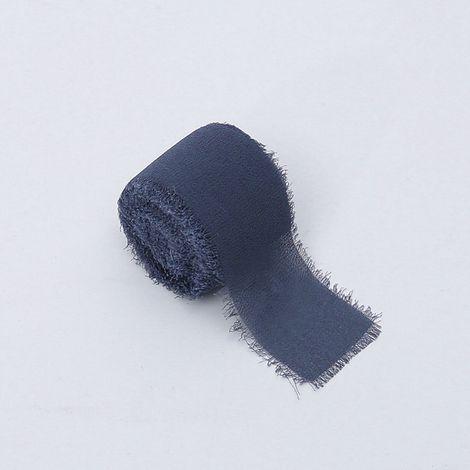 Nastro floreale - Chiffon - Blu navy - Rotolo 4 cm x 4,5 m