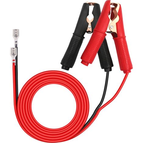 Pince Batterie 12V 24V Pince Voiture Batterie Cable 14AWG 30A, Câble Batterie avec Cosse Electrique Plate 6.3 mm (3m) (1/5)