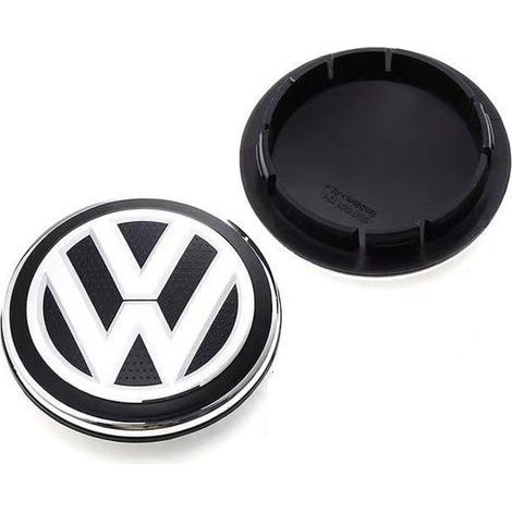 66-mm-Radnabenkappe für Volkswagen Golf, Passat, Polo, Jetta, Bora, Santana – Structure Felgenmitte, Radnabenkappe aus Aluminiumlegierung, 4-teiliges Set, Auto-Felgenzubehör – Schwarz und Weiß (1/2)