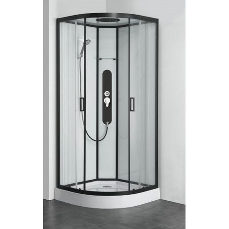 Bagno Italia Box doccia idromassaggio 90x90 cm montaggio rapido quick line semicircolare profili neri (1/3)