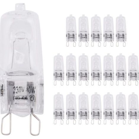 Ampoule halogène,Lot de 20 Ampoules HalogèNes G9, Lampes HalogèNes Transparentes 40 W à Intensité Variable, Blanc Chaud 2800 K pour Lustres, Pendentifs, LumièRes de Paysage (1/5)