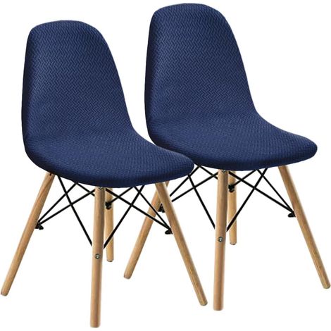 Elastische Jacquard Stuhlbezüge 2er-Set, marineblau, maschinenwaschbar (1/5)