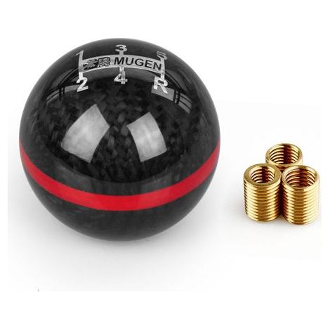 MUGEN Carbon Fiber Gear Shift Knob - 5/6 Speed Manual Transmission - Carbon Fiber, Business Gift - 5 Speed with Red Trim (1/4)