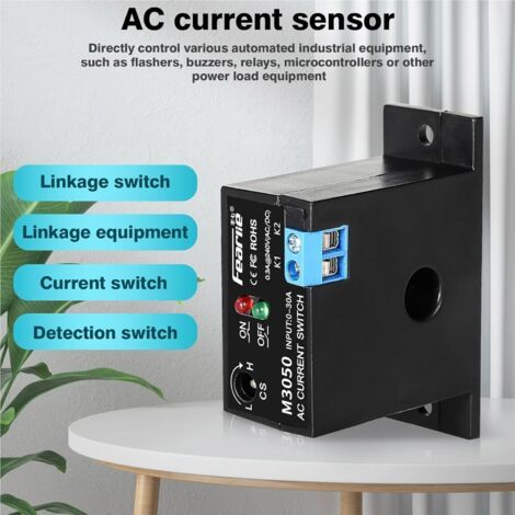 PA AC 240V Stromerfassungsschalter, einstellbarer Stromerfassungsschalter 0,2-30A Stromüberwachungsrelais, normalerweise offen (1/5)