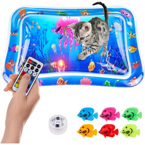 Tapis d'eau Sensoriel Interactif pour Chats, Tapis Eveil Eau Chat Épaissi, Tapis Jeu Chat Refroidissement Gonflable - MMCD-ZGL-04846 (1/5)