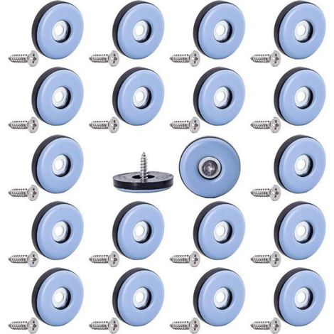 Patins En Téflon - Diamètre 22 Mm - Pour Pieds De Chaise Et Meubles - Protection Sol Moquette Carrelage Bois - Lot De 20 Avec Vis (1/4)