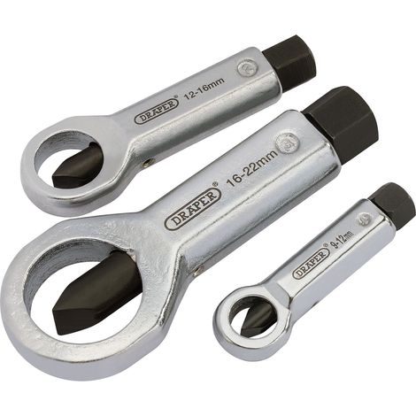 Draper 55108 9mm-22mm Capacity Nut Splitter Set (3 Pieces) for Efficient Fastener Removal (1/5)