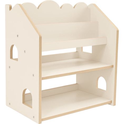 Meowbaby Bibliothèque Beige Montessori avec étagère en bois - Cloudy (1/3)