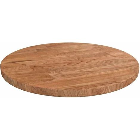 Table Ronde en Chêne Massif 30cm, Plateau Épais 1,5cm, Couleur Brun Clair, Design Moderne pour Salon ou Cuisine (1/4)